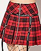 Red Plaid Cross Zipper Skirt