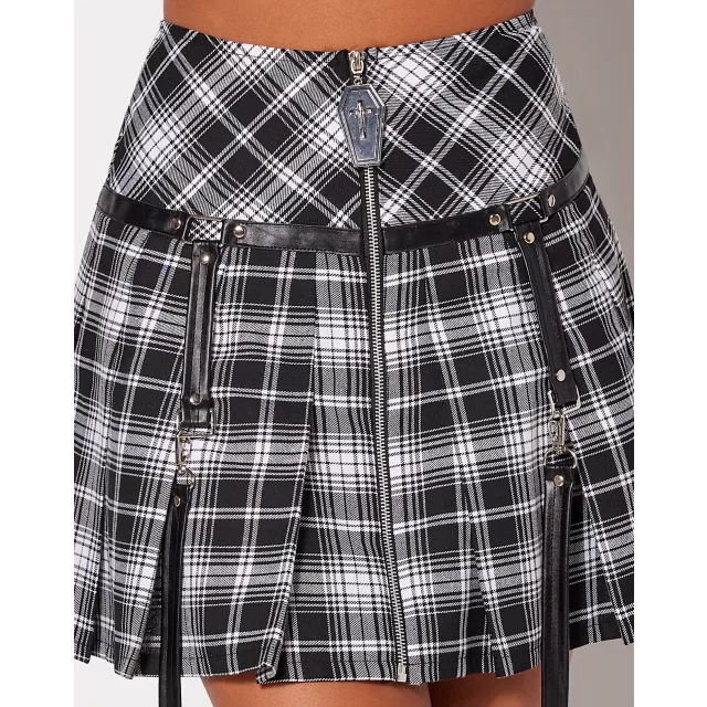 Black Plaid Skirt at Spencer's