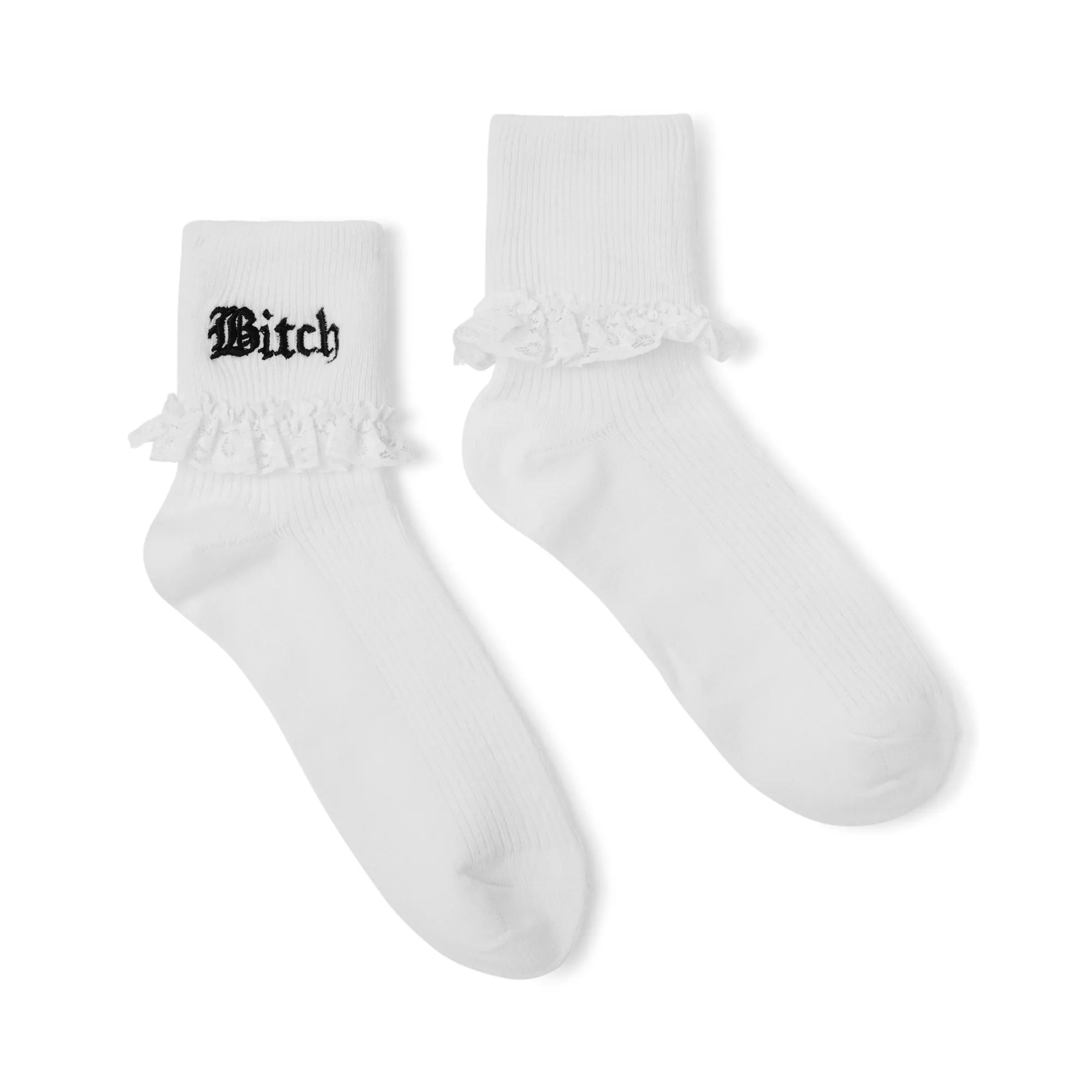 Bad Bitch Frill Quarter Crew Socks at Spencer's
