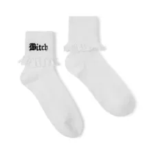 Bad Bitch Frill Quarter Crew Socks at Spencer's