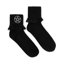 Pentagram Frill Quarter Crew Socks at Spencer's