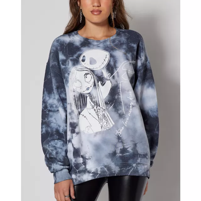 Tie Dye Jack Skellington and Sally Sweatshirt - The Nightmare Before Christmas at Spencer's