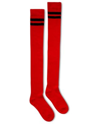 Black Striped Red Knee High Socks - Spencer's