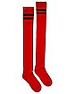 Black Striped Red Knee High Socks