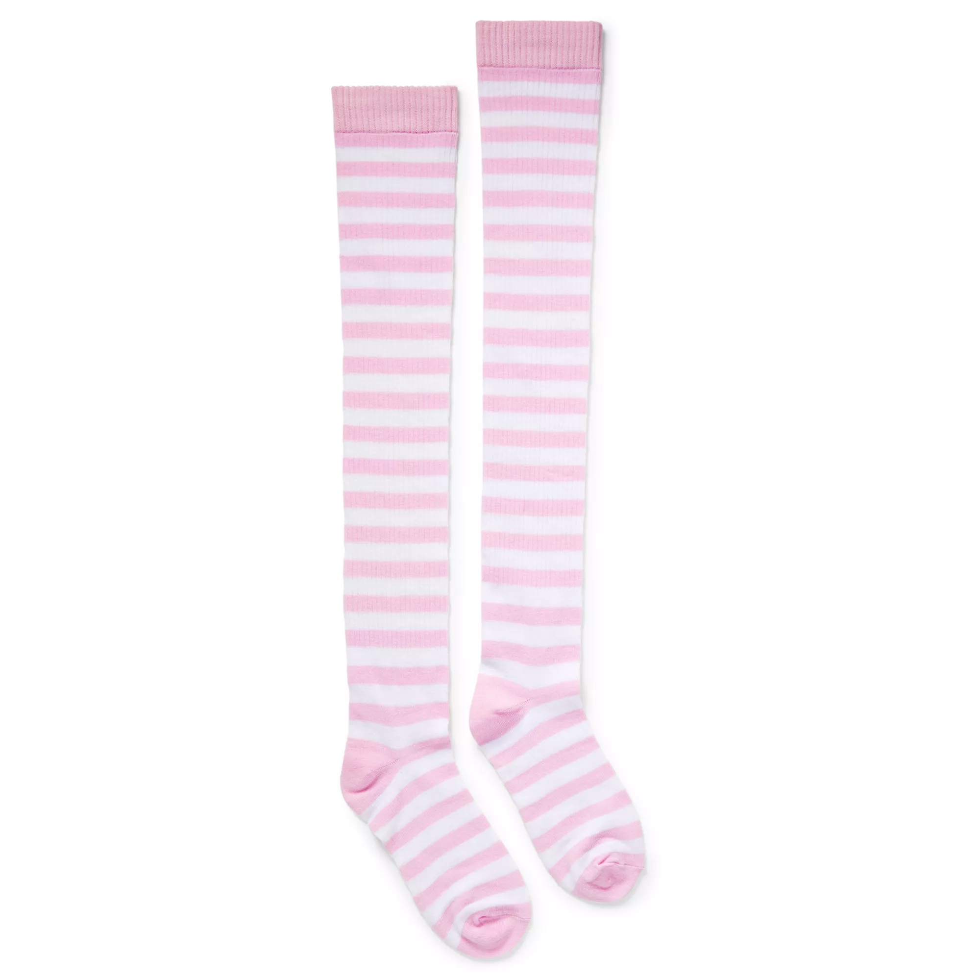 Pink and White Striped Knee High Socks at Spencer's