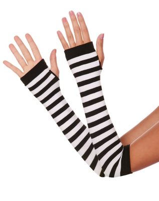 Black and White Striped Arm Warmers - Spencer's