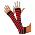 Red and Black Striped Arm Warmers at Spencer's