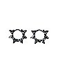 Black Splatter Spike Huggie Hoop Earrings- 18 Gauge