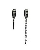 Black Sword and Spike Chain Dangle Huggie Hoop Earrings - 18 Gauge