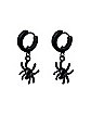 Spider Hoop Huggie Dangle Earrings - 18 Gauge