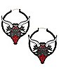 Black and Red Baphomet Pentagram Hoop Earrings - 18 Gauge