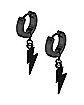 Lightning Bolt Pendant Dangle Huggie Hoop Earrings - 20 Gauge
