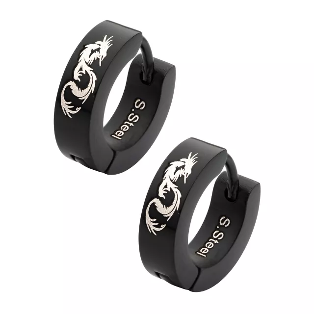 Black Dragon Huggie Earrings - 18 Gauge at Spencer's