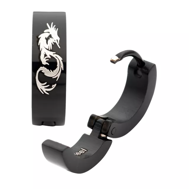 Black Dragon Huggie Earrings - 18 Gauge at Spencer's