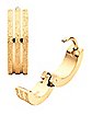 Sandblast Gold Plated Huggie Earrings - 18 Gauge