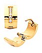 CZ Gold Plated Huggie Earrings - 18 Gauge