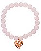 Rose Quartz Heart Charm Bracelet