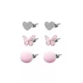 Multi-Pack Fuzzy Pink Heart and Butterfly Earrings - 3 Pair at Spencer's