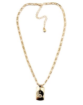 CZ Yin Yang Dog Tag Chain Necklace - Spencer's
