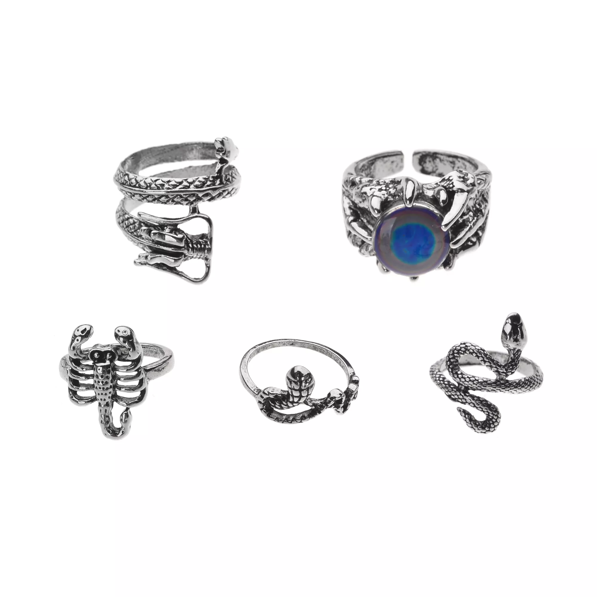 Multi-Pack Snake and Scorpion Rings - 5 Pack at Spencer's