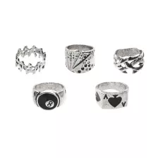 Multi-Pack 8 Ball and Ace Rings - 5 Pack at Spencer's