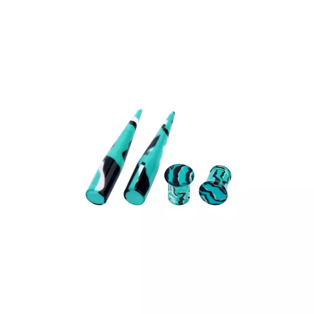 Multi-Pack Teal Swirl Acrylic Plugs and Tapers at Spencer's