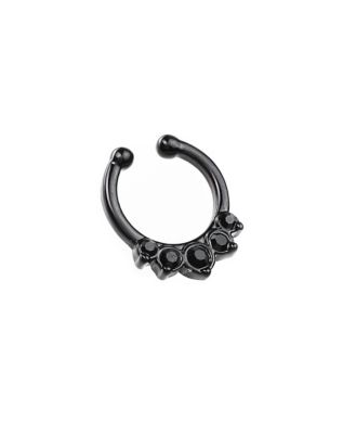 Black CZ Fake Septum Ring