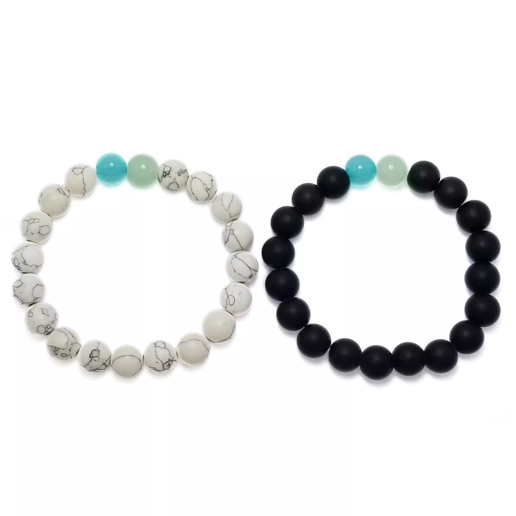 Blue Black and White Marble Long Distance Bracelets - 2 Pack at Spencer's