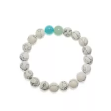 Multi-Pack White Marbled and Black Beaded Bracelets - 2 Pack at Spencer's