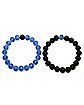 Black and Light Blue Long Distance Beaded Bracelets - 2 Pack