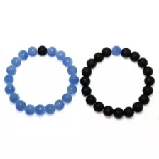 Black and Light Blue Long Distance Beaded Bracelets - 2 Pack at Spencer's