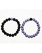 Multi-Pack Black and Purple Beaded Bracelets - 2 Pack