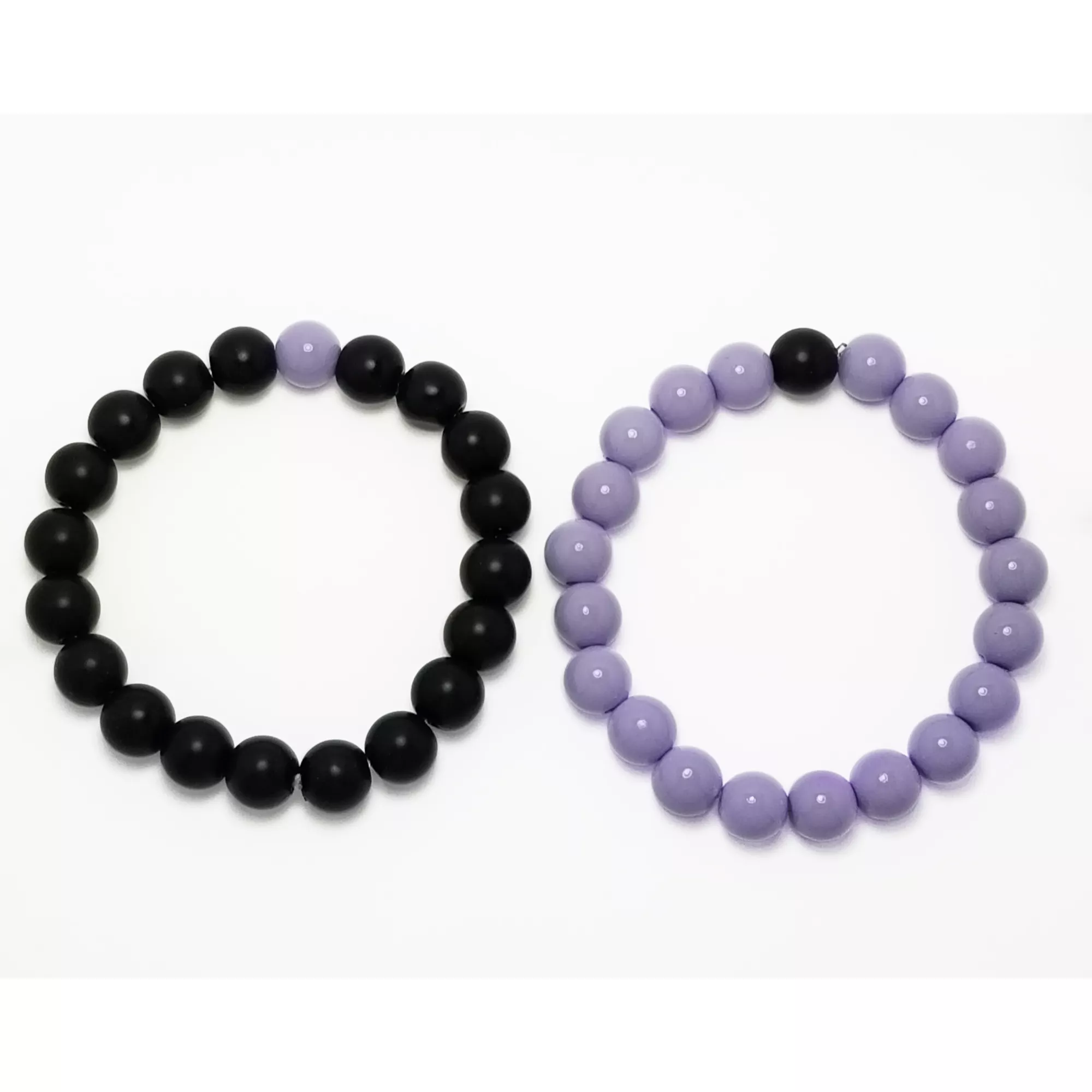Black and Lavender Long Distance Bracelets - 2 Pack at Spencer's
