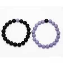 Multi-Pack Black and Purple Beaded Bracelets - 2 Pack at Spencer's