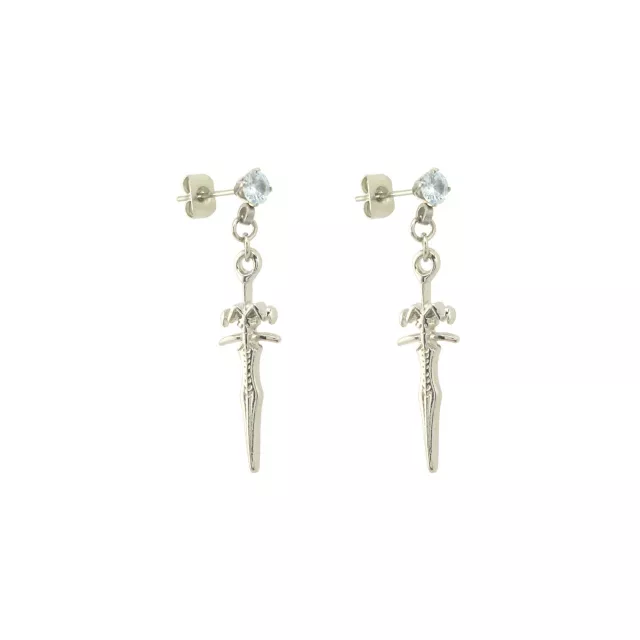 CZ Sword Stud Dangle Earrings