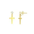 CZ Cross Goldtone Dangle Stud Earrings at Spencer's