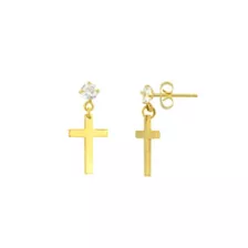 CZ Cross Goldtone Dangle Stud Earrings at Spencer's