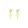 CZ Cross Goldtone Dangle Stud Earrings at Spencer's