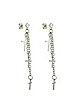 CZ Triple Cross Chain Dangle Stud Earrings - 20 Gauge