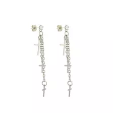 CZ Triple Cross Chain Dangle Stud Earrings at Spencer's