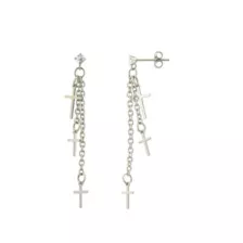 CZ Triple Cross Chain Dangle Stud Earrings at Spencer's