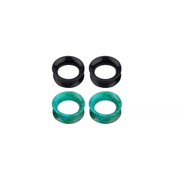 Multi-Pack Teal Marble and Black Tunnel Plugs - 2 Pair at Spencer's