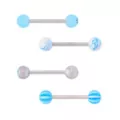 Multi-Pack Glow in the Dark CZ Smiley Barbells 4 Pack - 14 Gauge at Spencer's