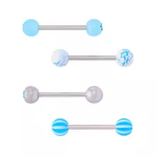 Multi-Pack Glow in the Dark CZ Smiley Barbells 4 Pack - 14 Gauge at Spencer's