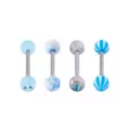 Multi-Pack Glow in the Dark CZ Smiley Barbells 4 Pack - 14 Gauge at Spencer's