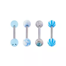 Multi-Pack Glow in the Dark CZ Smiley Barbells 4 Pack - 14 Gauge at Spencer's