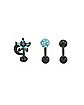 Multi-Pack CZ Moon and Star Labret Lip Rings and Cartilage Barbells 3 Pack - 16 Gauge