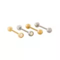 Multi-Pack CZ Goldtone and Silvertone Titanium Barbells 4 Pack - 14 Gauge at Spencer's