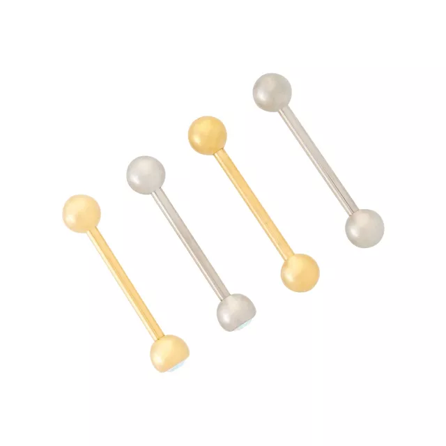 Multi-Pack CZ Goldtone and Silvertone Titanium Barbells 4 Pack - 14 Gauge at Spencer's