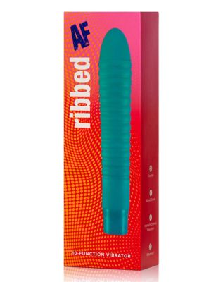 Ribbed AF 10-Function Waterproof Vibrator Green - 8 Inch